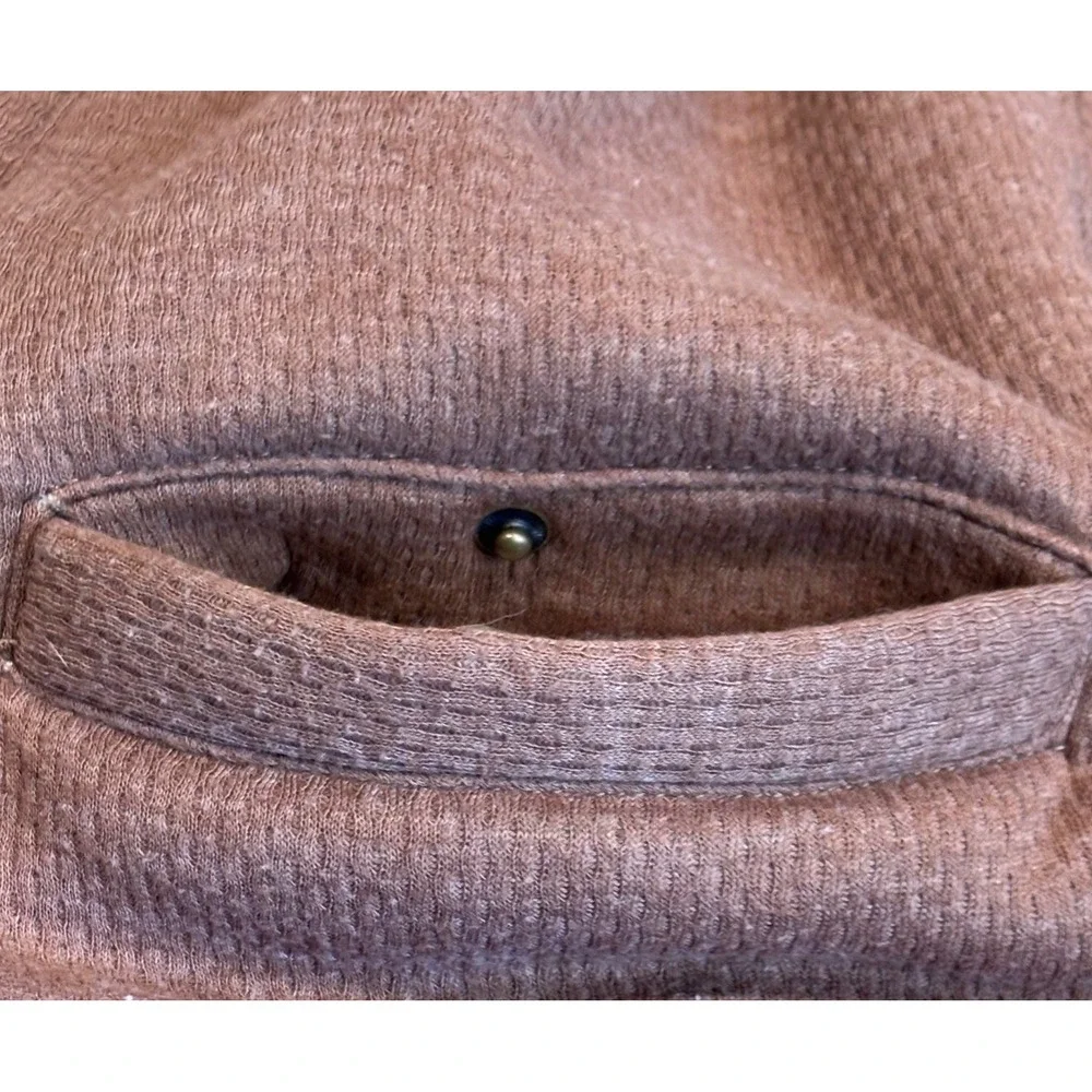 Coleman Mens Brown Sherpa Lined Waffle Knit Henley Pullover Sweater Size M